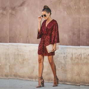 Vici Sparks Fly Burgundy Kimono Dress
